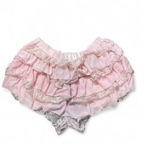 light Pink lace ruffle bloomers with bow